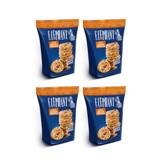 4 ELEPHANT Baked Squeezed Pretzels with Sesame Seeds, 80g