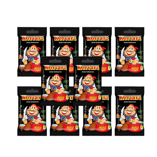 10 Chocolate Covered Coconut Dragee Korsarz, 70g