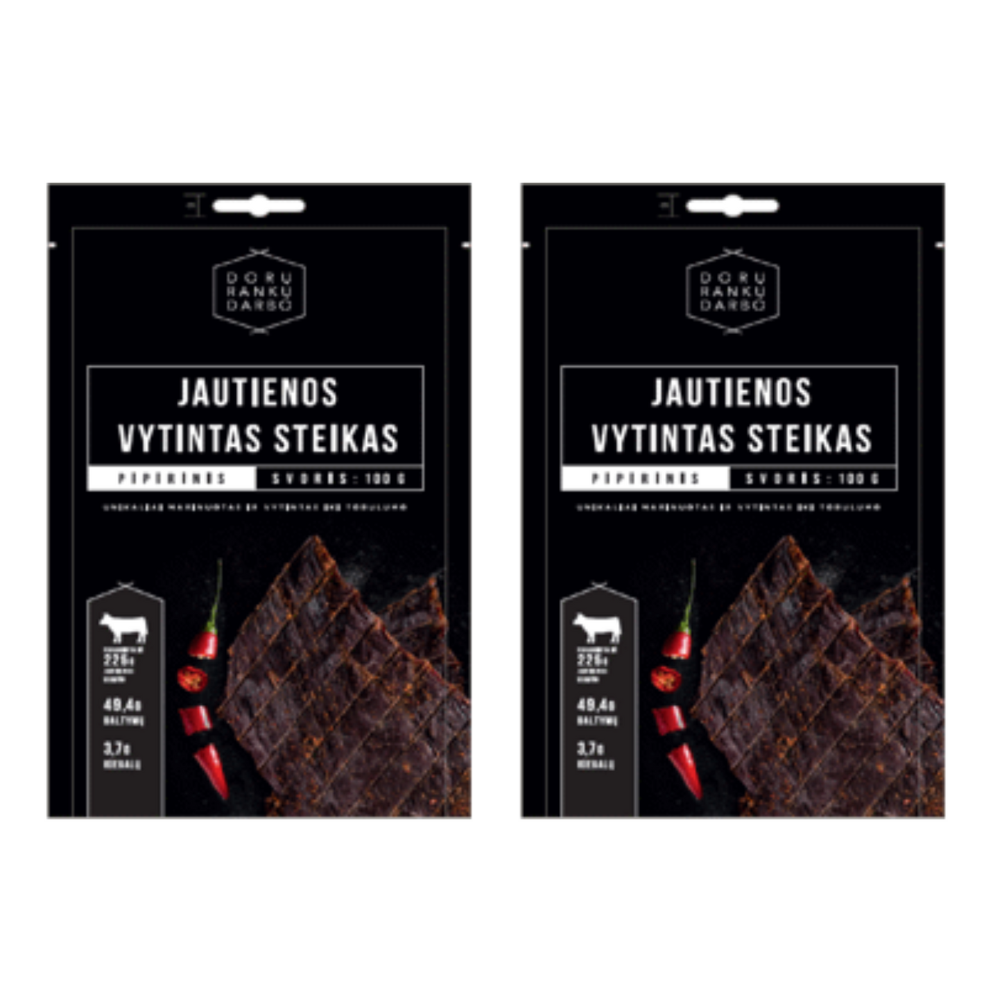 2 Dried Beef Peppered Steak, 100g